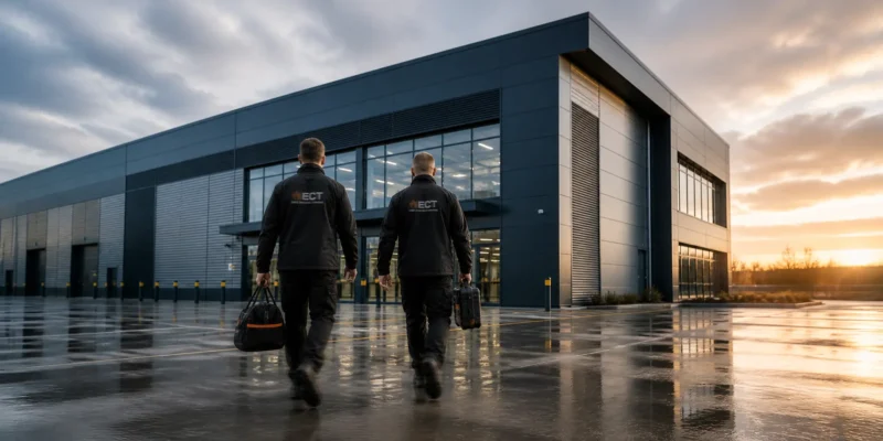 Engineers Arriving Commercial Site